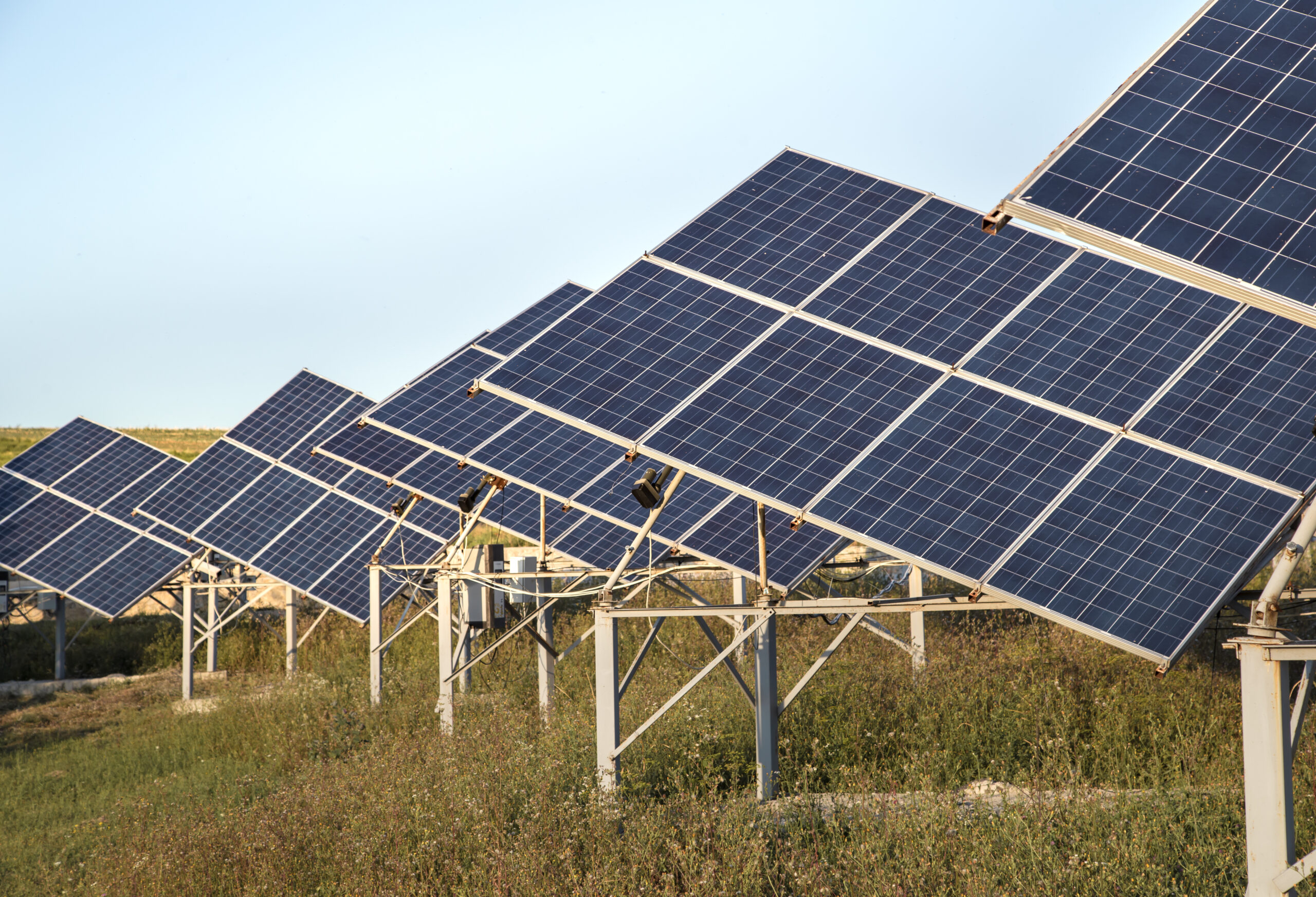 photovoltaics in solar power station energy from natural. Close-up.